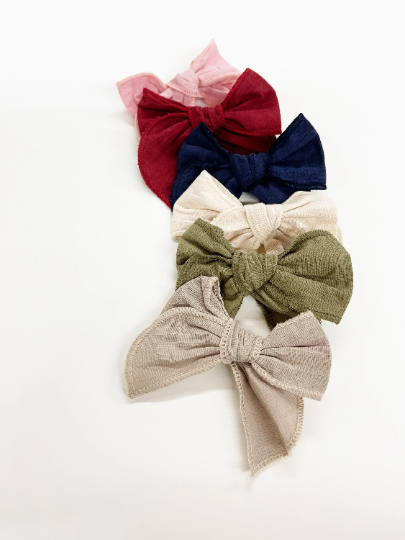 Mini Cotton Linen Bow Hair Clips