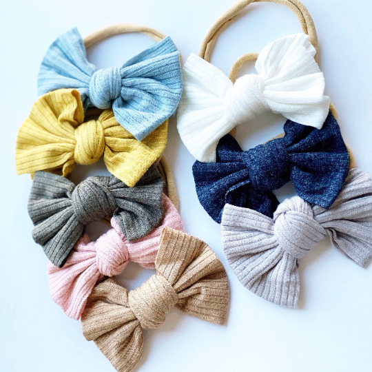 Colorful 3.5" Ribbed Loopy Bows - Golden Dot Lane