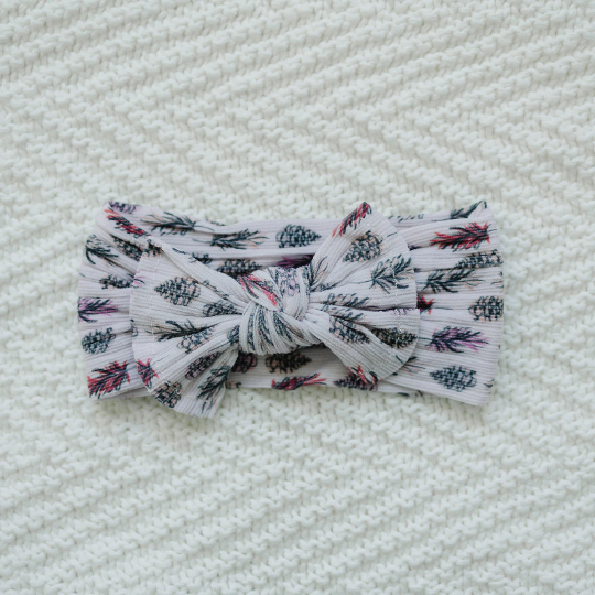 Trendy Ribbed Autumn Pinecone Neutral Nylon Headband