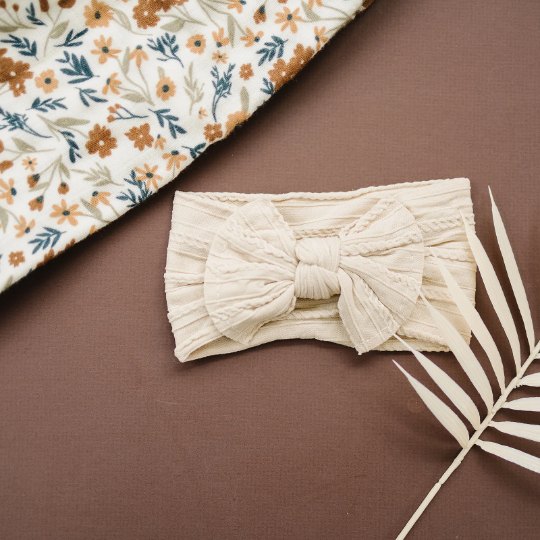 Everyday Neutral Cable Knit Baby Nylon Headbands