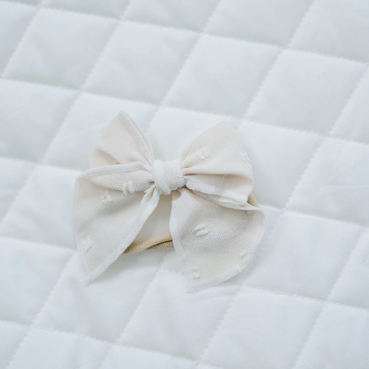 Chiffon Swiss Dot Serged Hair Bow