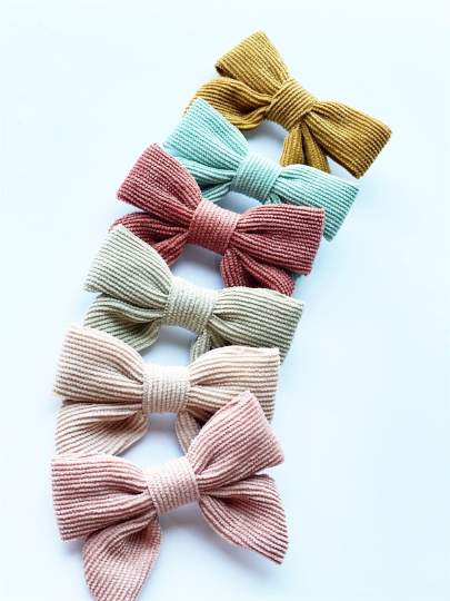 Sailor Corduroy Bows Hair Clips - Golden Dot Lane
