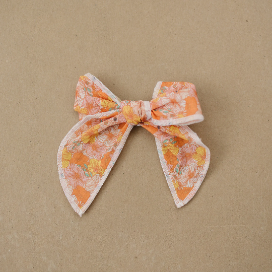 Very Vibrant Flowers Serged 4" Cotton Bow