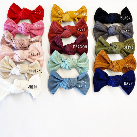 Oversized 5" Knotted Corduroy Nylon Bow