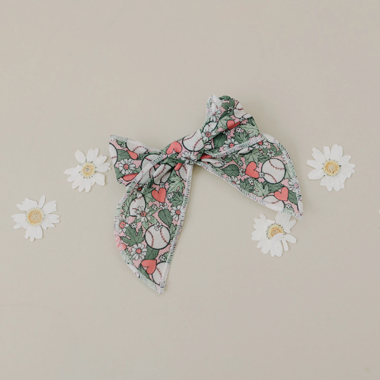 Girls Softball Baseball 4" Serged Cotton Hair Bow