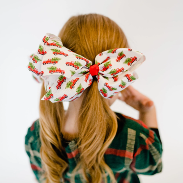 Classic Christmas Trees and Trucks 7” Grosgrain Hair Bow