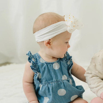 Golden Polka Dot Bow Nylon Headbands