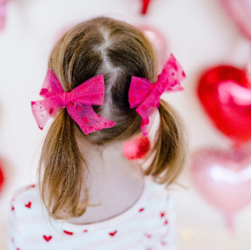 Dotted Flocked Tulle Hair Bows