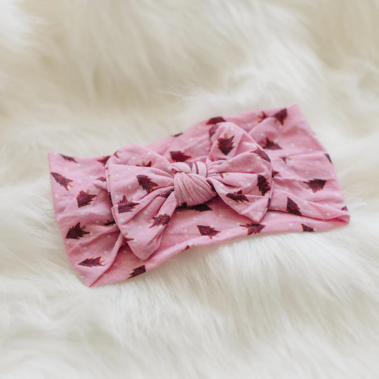 Pink Christmas Tree Trendy Nylon Baby Headband