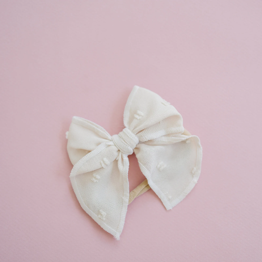 Chiffon Swiss Dot Serged Hair Bow
