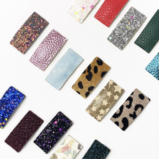 Patterned Faux Leather Petite Snap Hair Clips - Golden Dot Lane