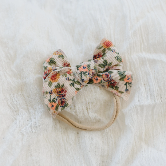 Floral Corduroy Edged Bows