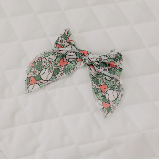 Girls Softball Baseball 4" Serged Cotton Hair Bow