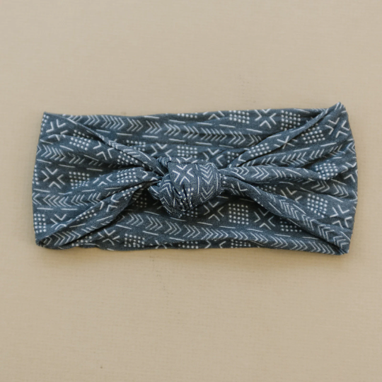 Knotted Black Mudcloth Pattern Baby Nylon Headband