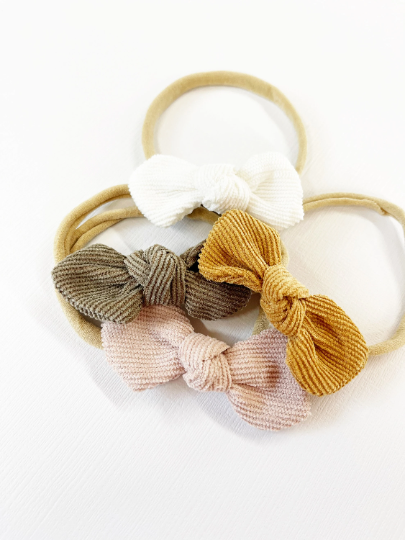Twisted Round Corduroy Bows