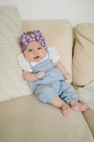 Thick Textured Purple Piggies Nylon Baby Headband