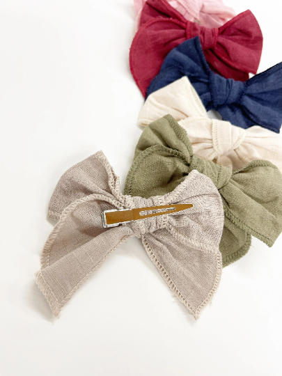 Mini Cotton Linen Bow Hair Clips