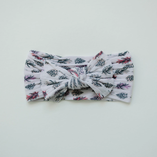 Trendy Ribbed Autumn Pinecone Neutral Nylon Headband