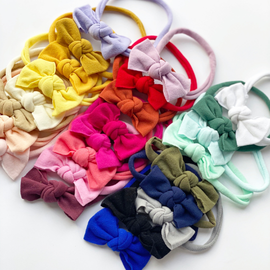 Small Baby Headbands Itty Bitty Nylon Bow Headbands - Golden Dot Lane