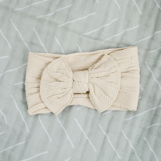 Everyday Neutral Cable Knit Baby Nylon Headbands