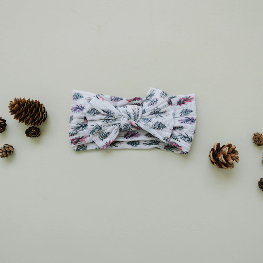 Trendy Ribbed Autumn Pinecone Neutral Nylon Headband