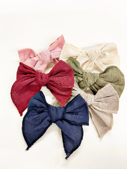 Mini Cotton Linen Bow Hair Clips