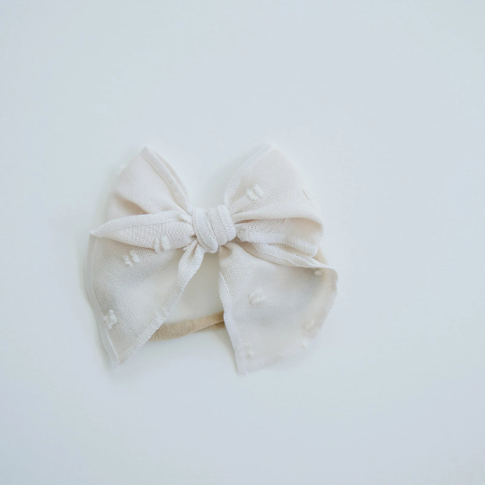 Chiffon Swiss Dot Serged Hair Bow