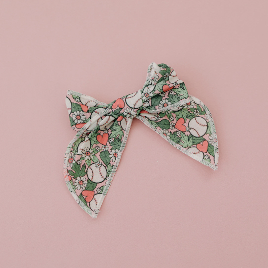 Girls Softball Baseball 4" Serged Cotton Hair Bow