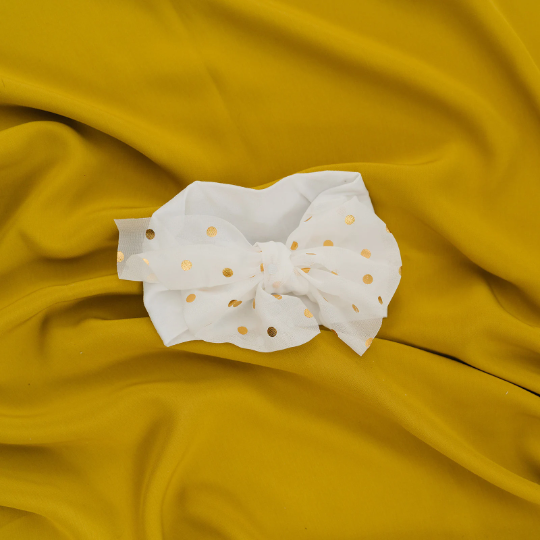 Golden Polka Dot Bow Nylon Headbands