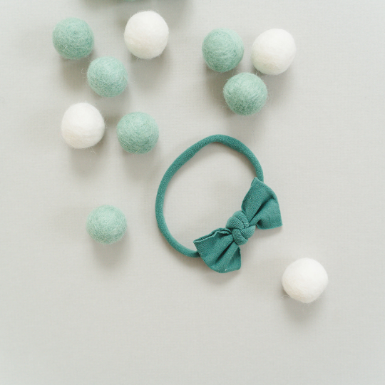 Emerald Small Baby Headband - Itty Bitty Nylon Bow Headbands - Golden Dot Lane