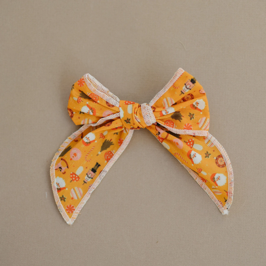 4" Christmas Ornament Serged Cotton Hair Bow