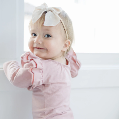 Chiffon Swiss Dot Serged Hair Bow