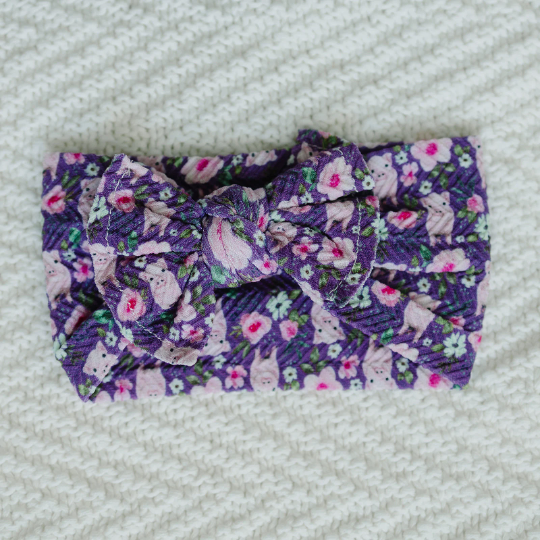 Thick Textured Purple Piggies Nylon Baby Headband