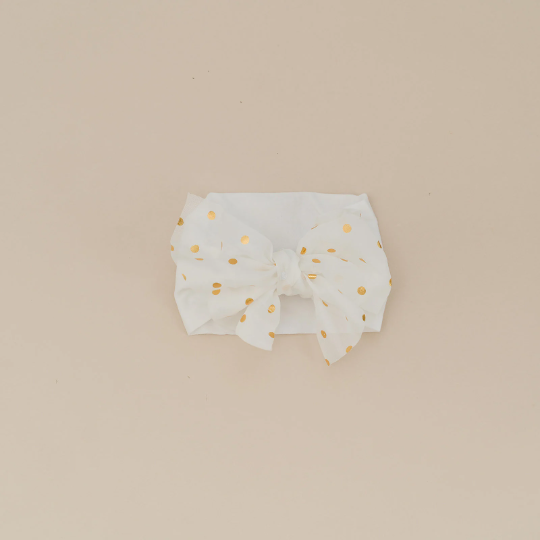 Golden Polka Dot Bow Nylon Headbands