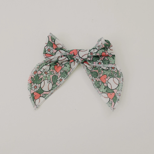 Girls Softball Baseball 4" Serged Cotton Hair Bow