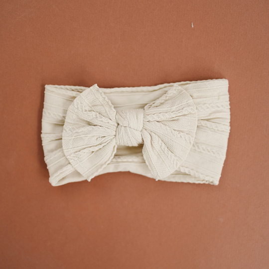 Everyday Neutral Cable Knit Baby Nylon Headbands