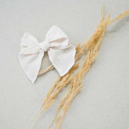 Chiffon Swiss Dot Serged Hair Bow