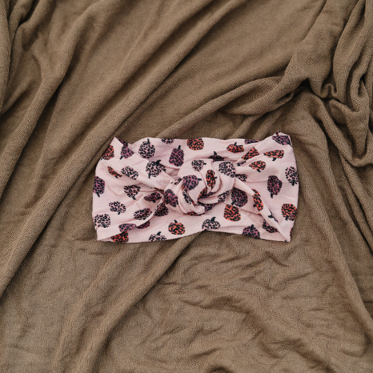 Knotted Fall Leopard Pumpkin Nylon Headband