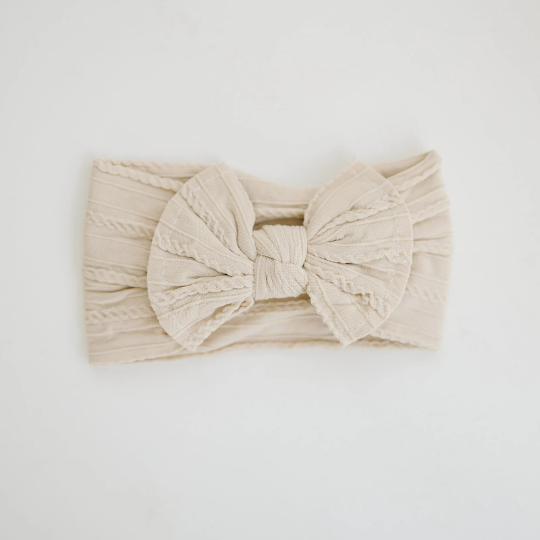 Everyday Neutral Cable Knit Baby Nylon Headbands