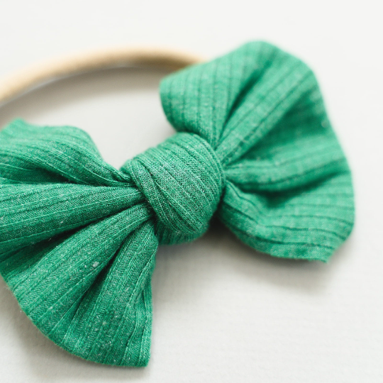 Emerald 3.5" Ribbed Loopy Bows Headband - Golden Dot Lane