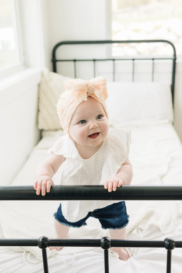 Ruffle Frilly Chiffon Baby Bow Turban
