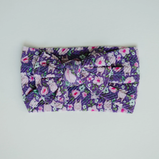 Thick Textured Purple Piggies Nylon Baby Headband
