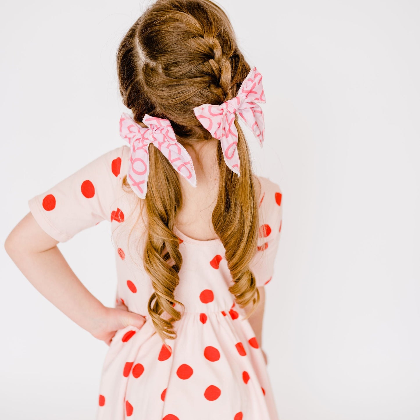 4” XOXO Pink Serged Edge Cotton Bow