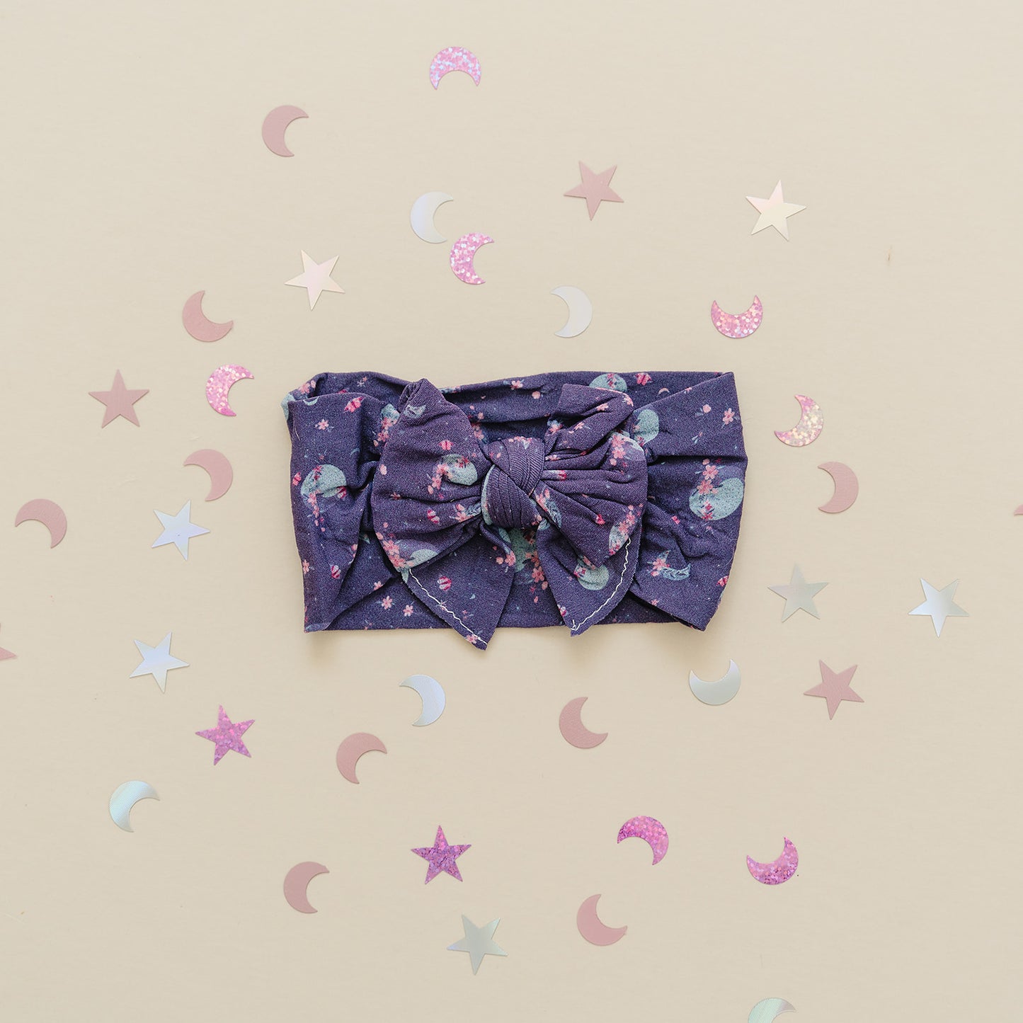 Midnight Navy Floral Moon Cutest Nylon Headband