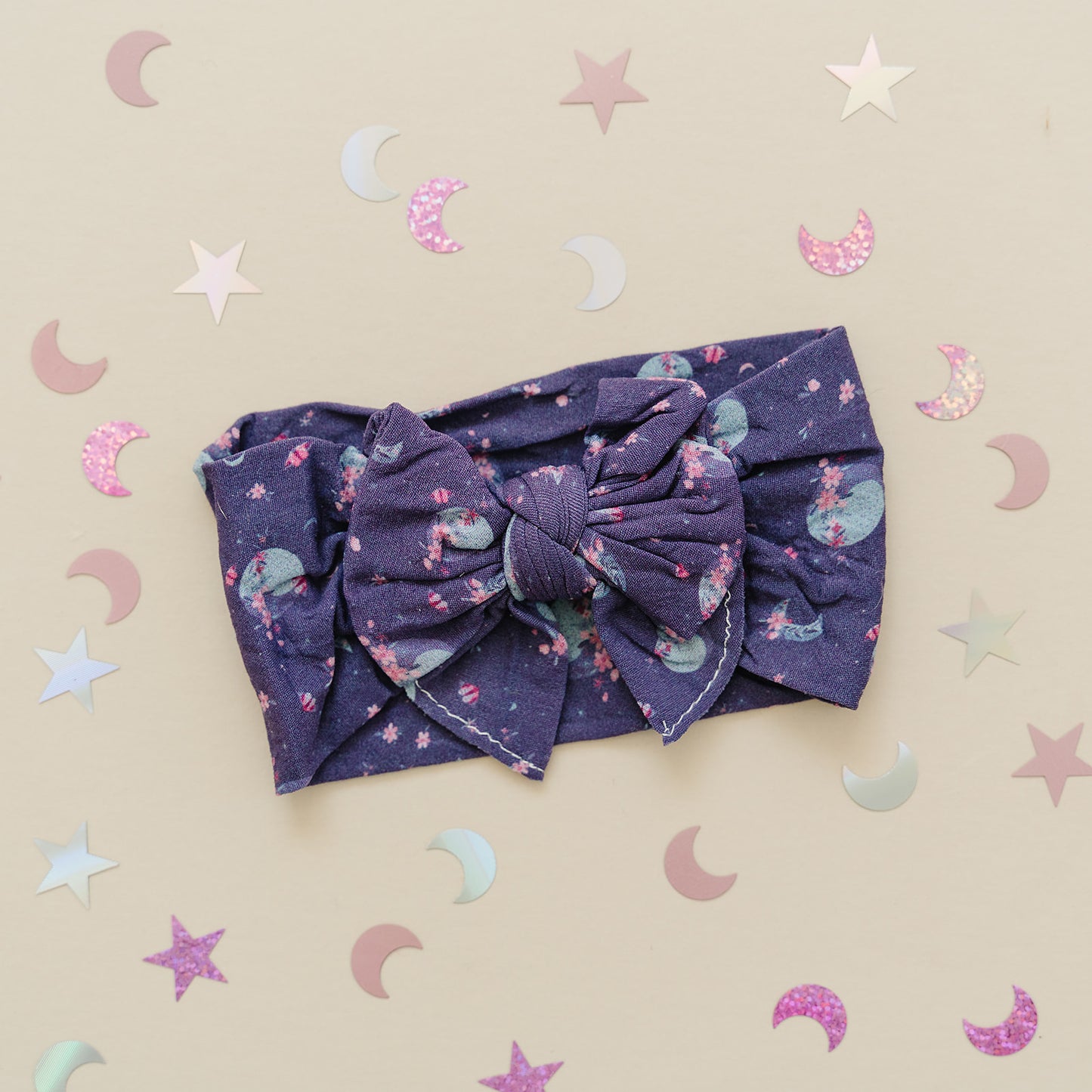 Midnight Navy Floral Moon Cutest Nylon Headband