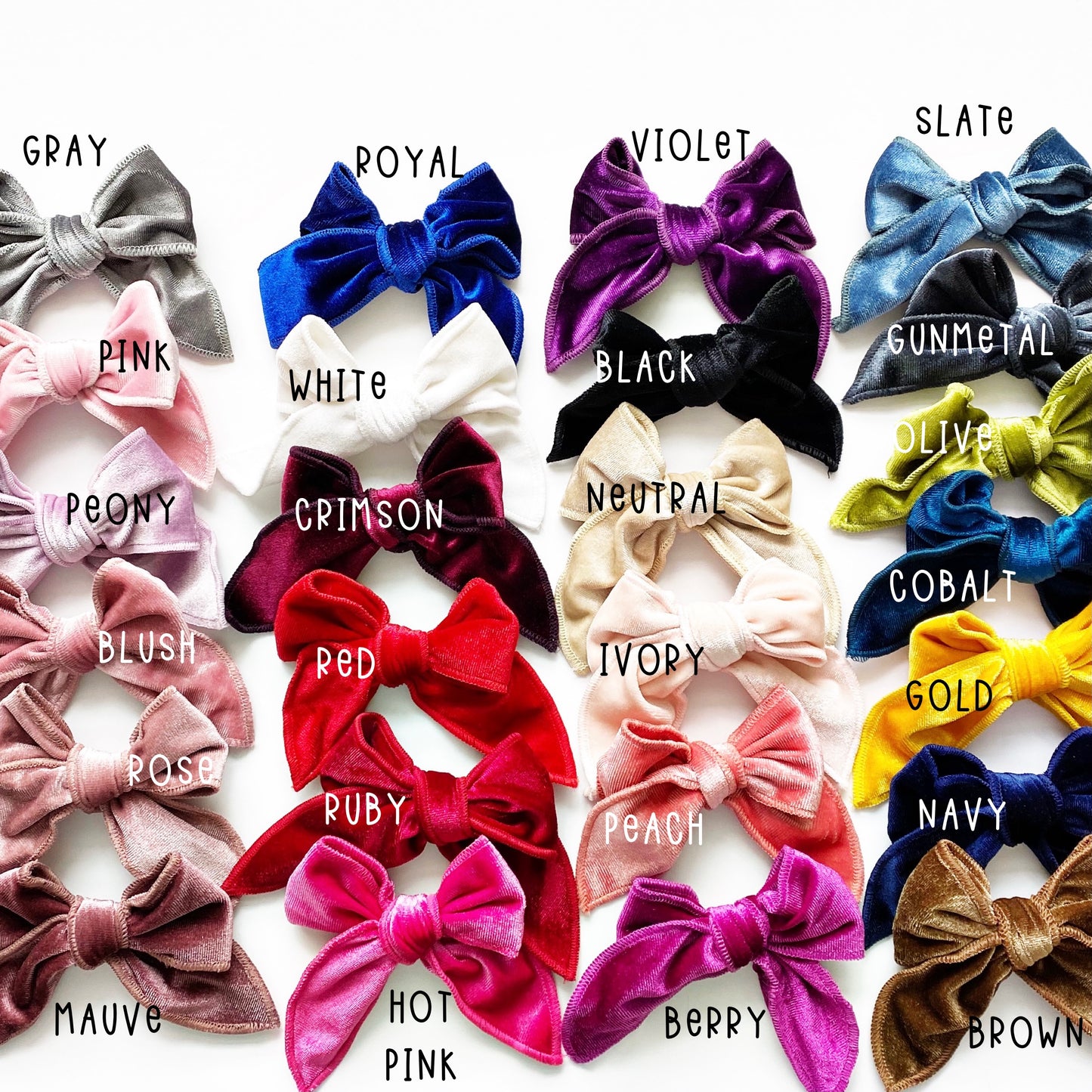 Color Options Edged Velvet Bows - Golden Dot Lane