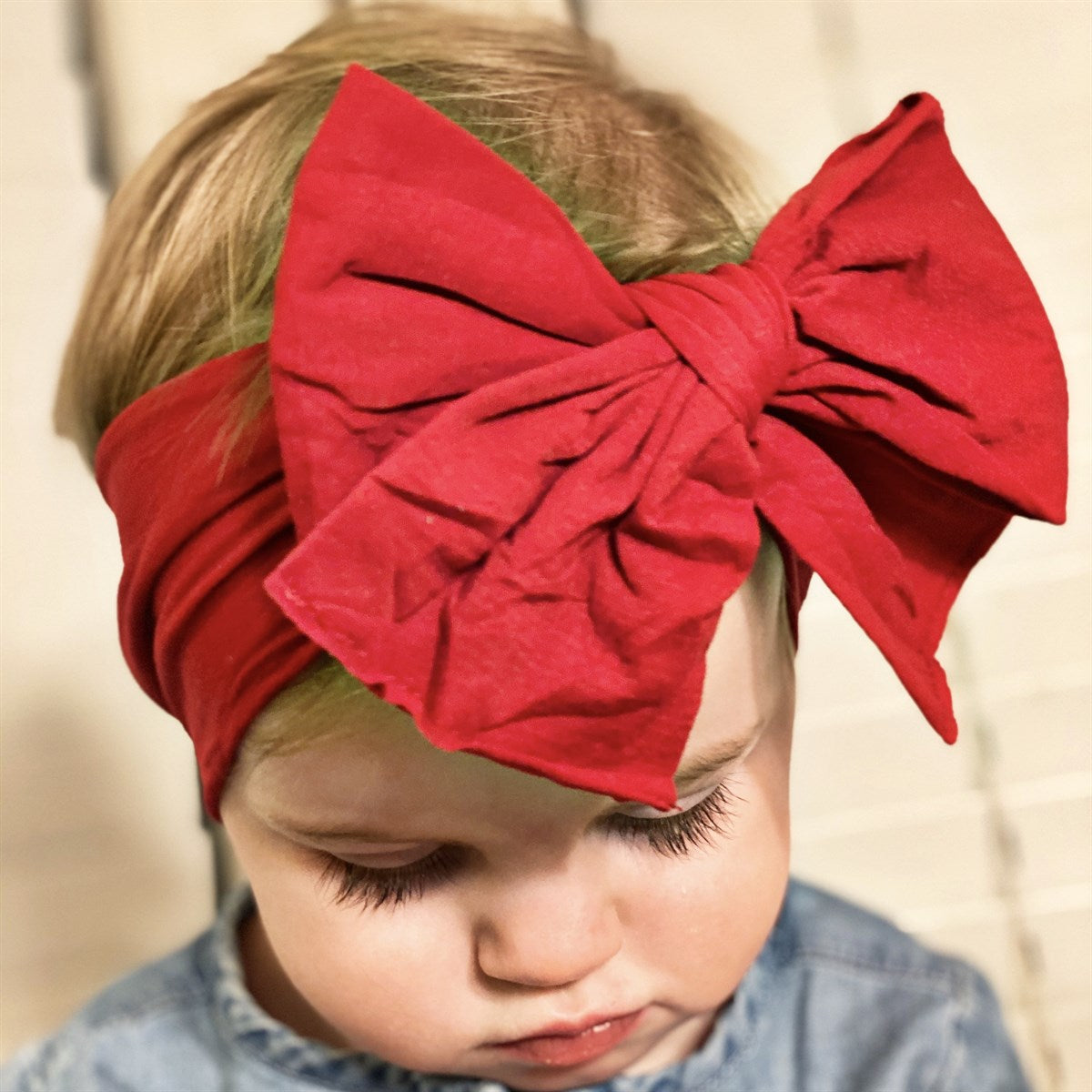 Big red hair bow Big Bow Nylon Headbands - Golden Dot Lane