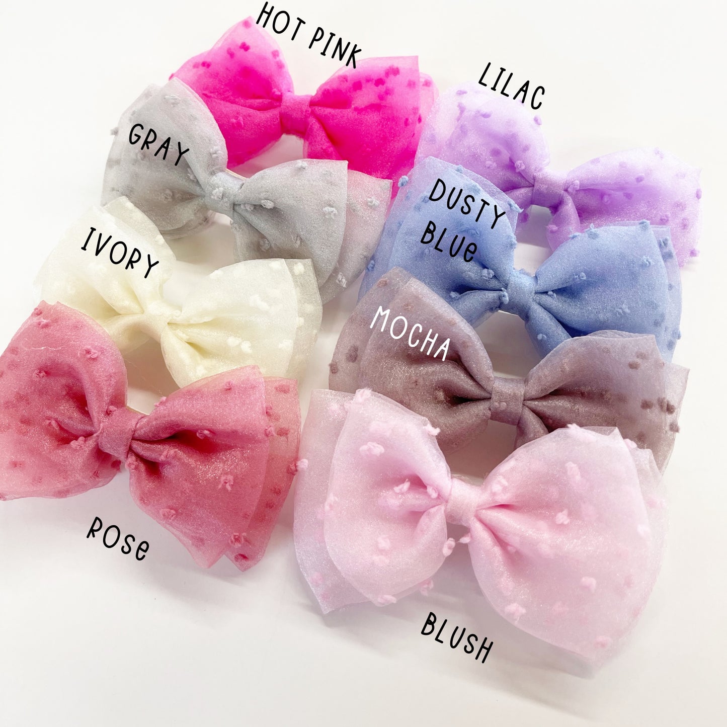 Fancy Swiss Dot 4” Bows