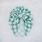 Sage Checkered Baby Bow Turban