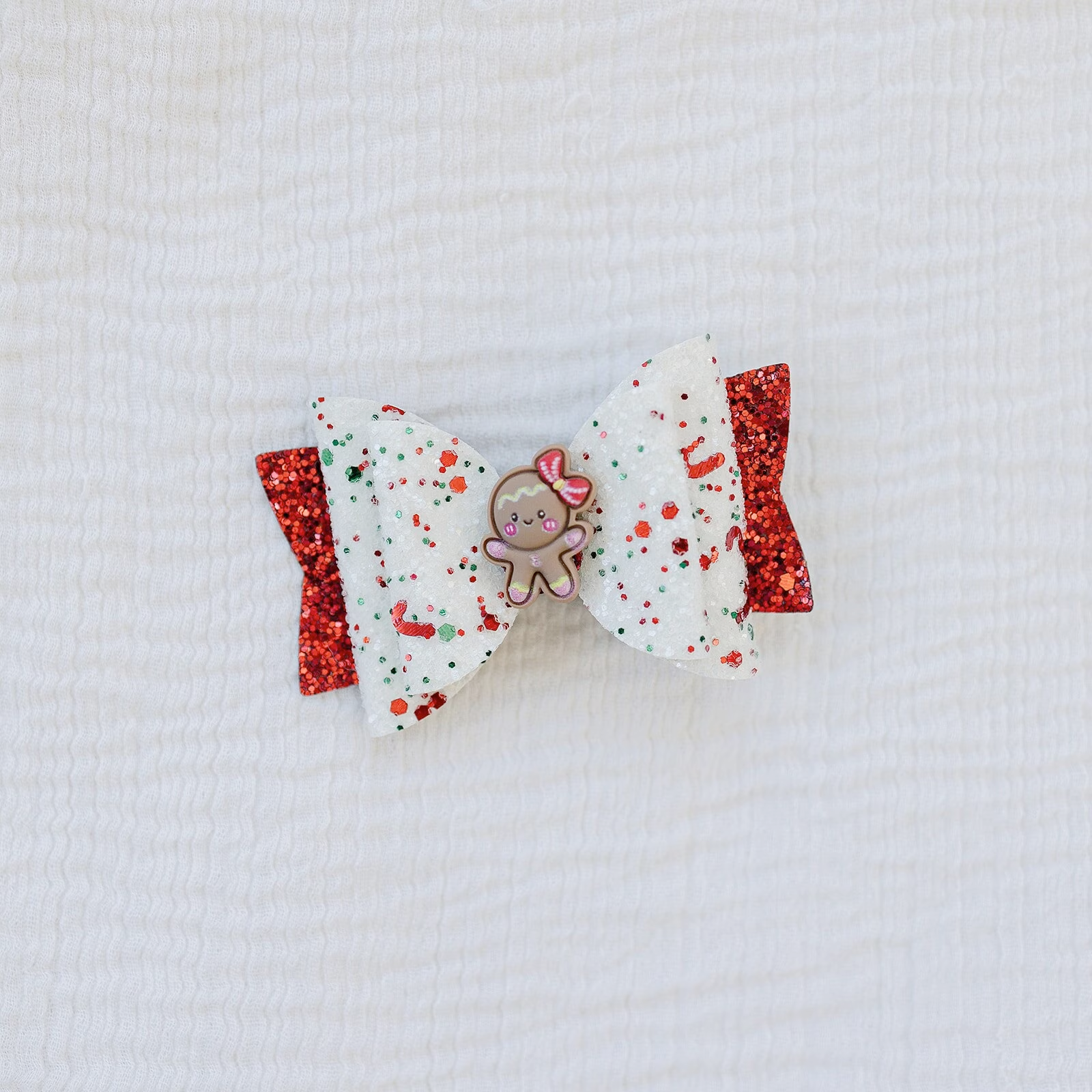 Gingerbread Glitter Hair Bow